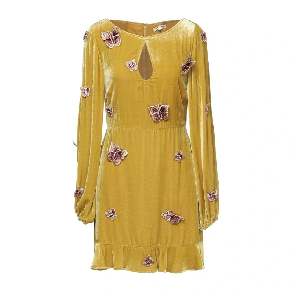 For Love and Lemons Papillon Dress - Velvet Butterfly Goldenrod - Picture 4 of 7